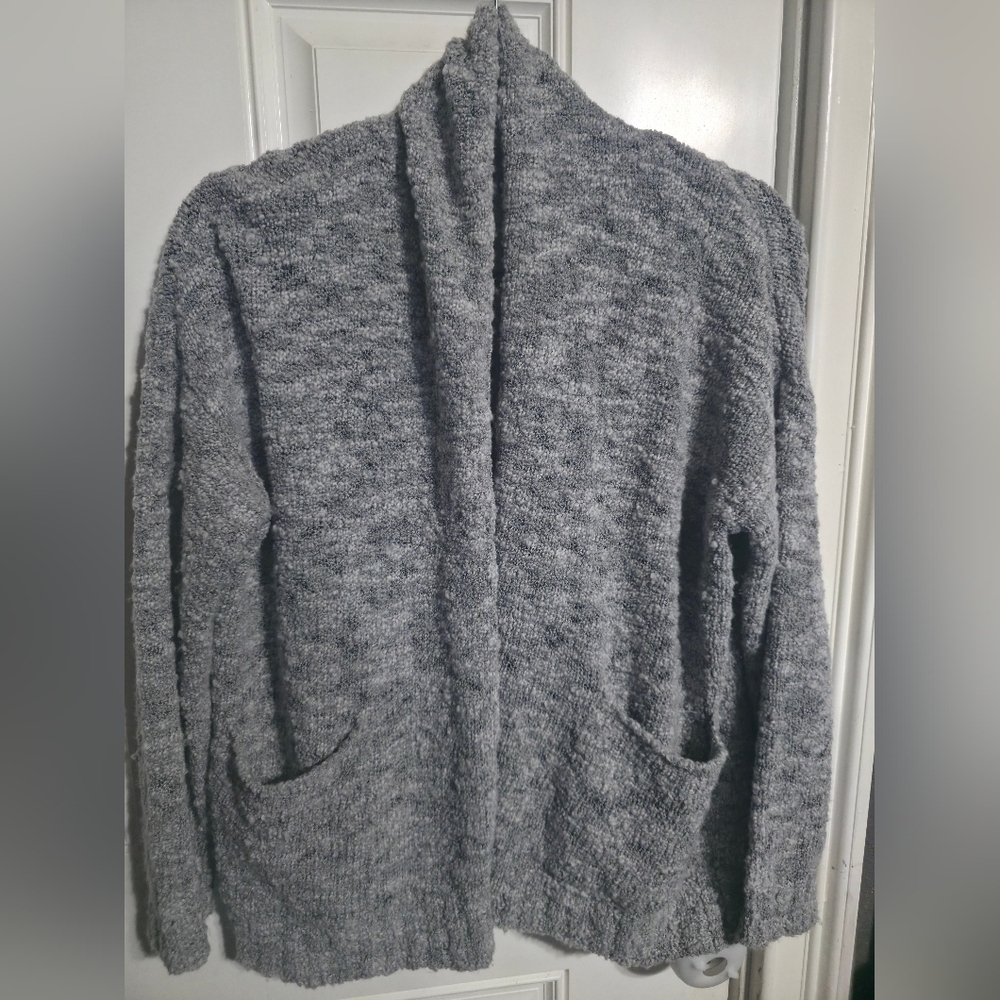 Eileen Fisher Gray Shawl Collar Knit Wool Cardigan